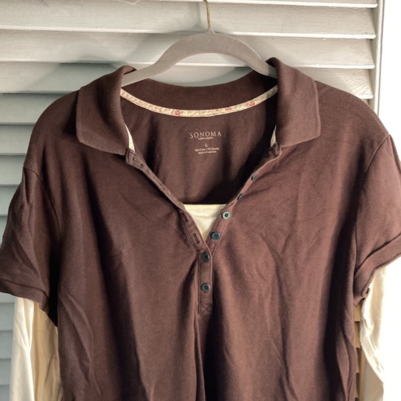 Sonoma  - L brown and tan faux two shirts - Picture 3 of 8